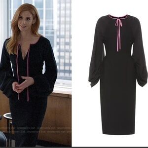 Roksanda Bow Detailed Cady Atlen Midi Dress Size US 4 Black Pink